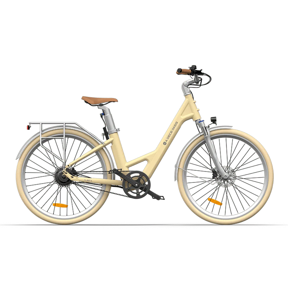 AIR 28 City E-Bike lightweight commuter electric bicycle in light yellow